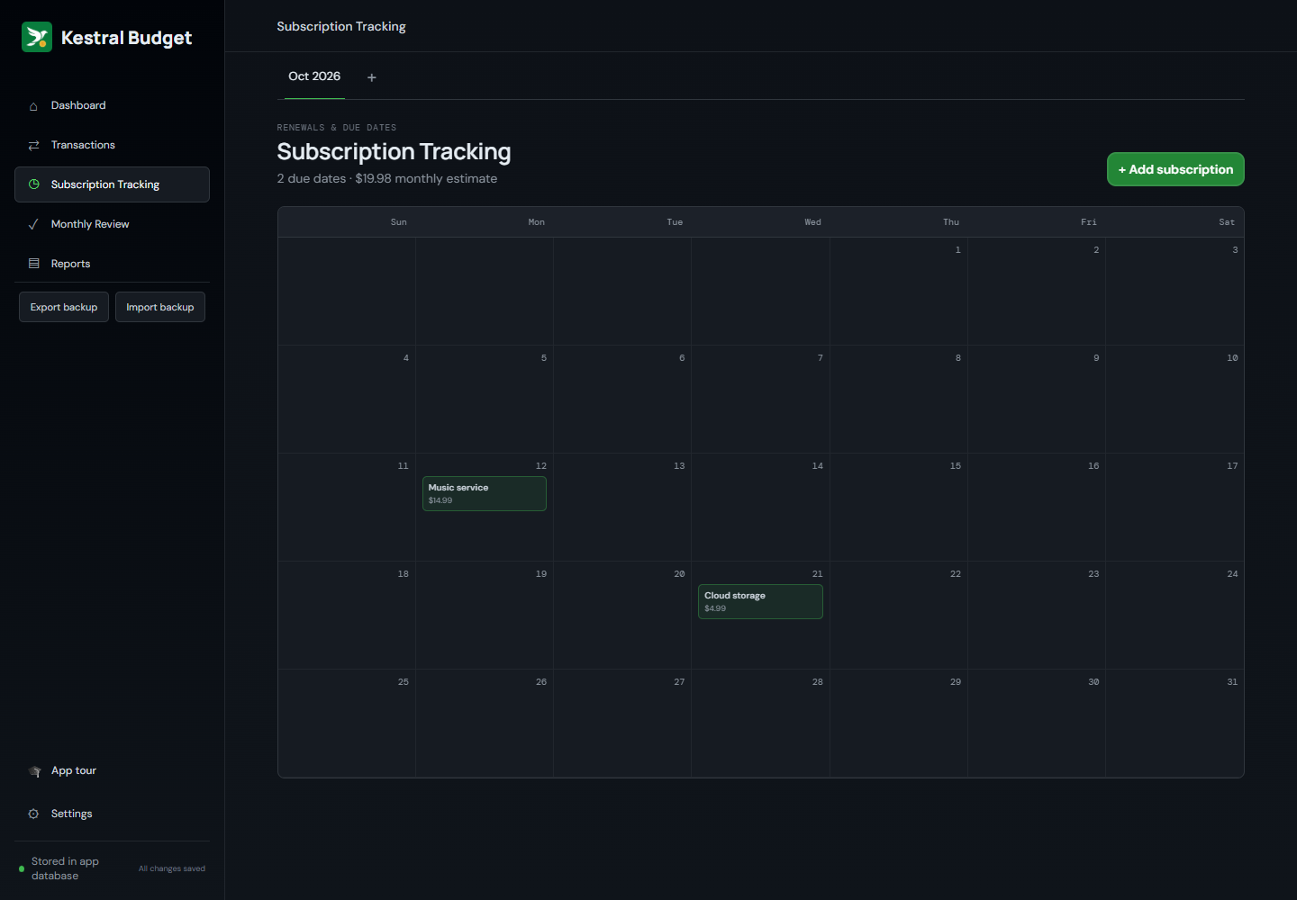Subscription tracking